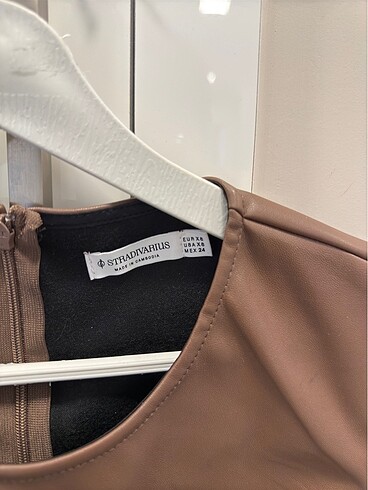 xs Beden Stradivarius deri kahverengi elbise