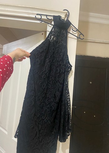 Dantel Detaylı Siyah Gotik Midi Elbise - Görsel 2