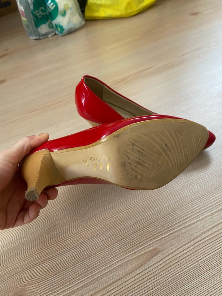 Klasik Kırmızı Rugan Stiletto Kadın Ayakkabı - Görsel 2