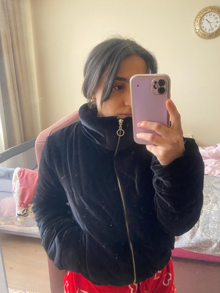 Siyah Kadın Polar mont - Görsel 3