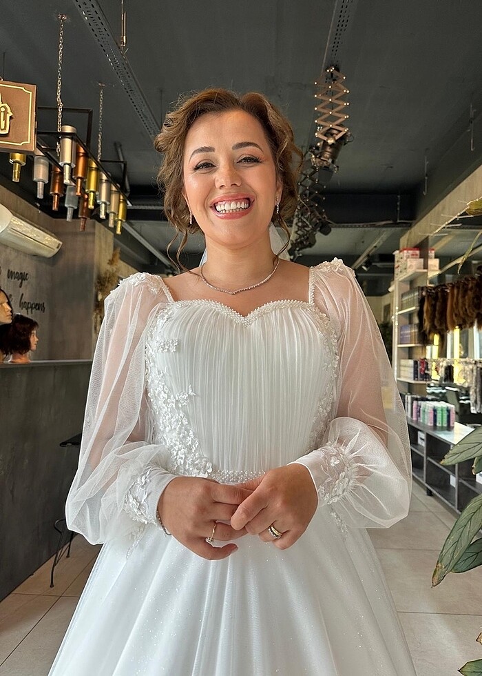 Helenka balon kol gelinlik - Görsel 3