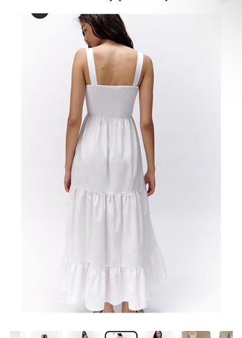 xs Beden beyaz Renk zara poplin uzun elbise