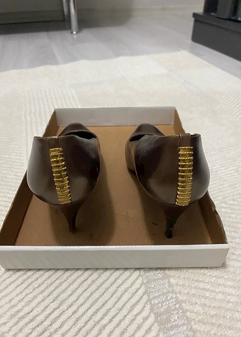 40 Beden kahverengi Renk Kahverengi Deri Stiletto Topuklu Kadın Ayakkabı