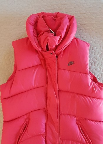 Pembe Nike orijinal Kadın Fermuarlı Şişme Yelek,kas tüylü - Görsel 8