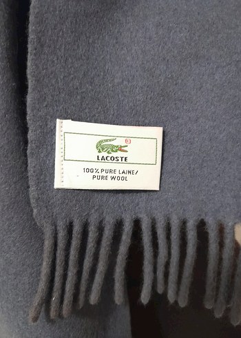 Lacoste 100% yun original. Gri Minimalist Erkek Atkı - Görsel 3