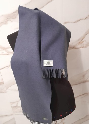 Lacoste 100% yun original. Gri Minimalist Erkek Atkı - Görsel 4