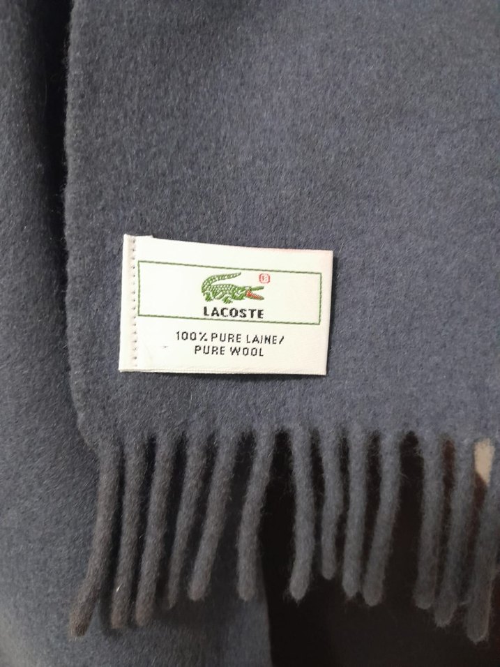 Lacoste 100% yun original. Gri Minimalist Erkek Atkı - Görsel 3