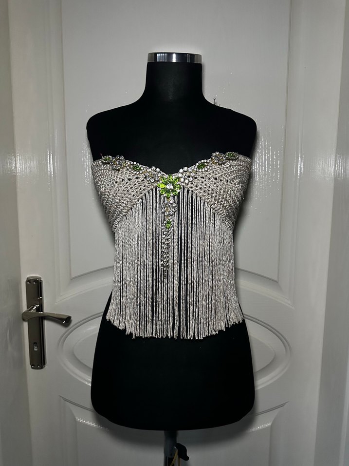 Taş İşlemeli Straplez Büstiyer - Görsel 2