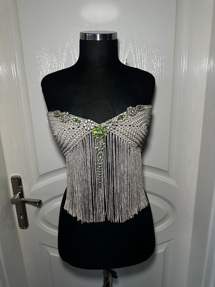 Taş İşlemeli Straplez Büstiyer - Görsel 3