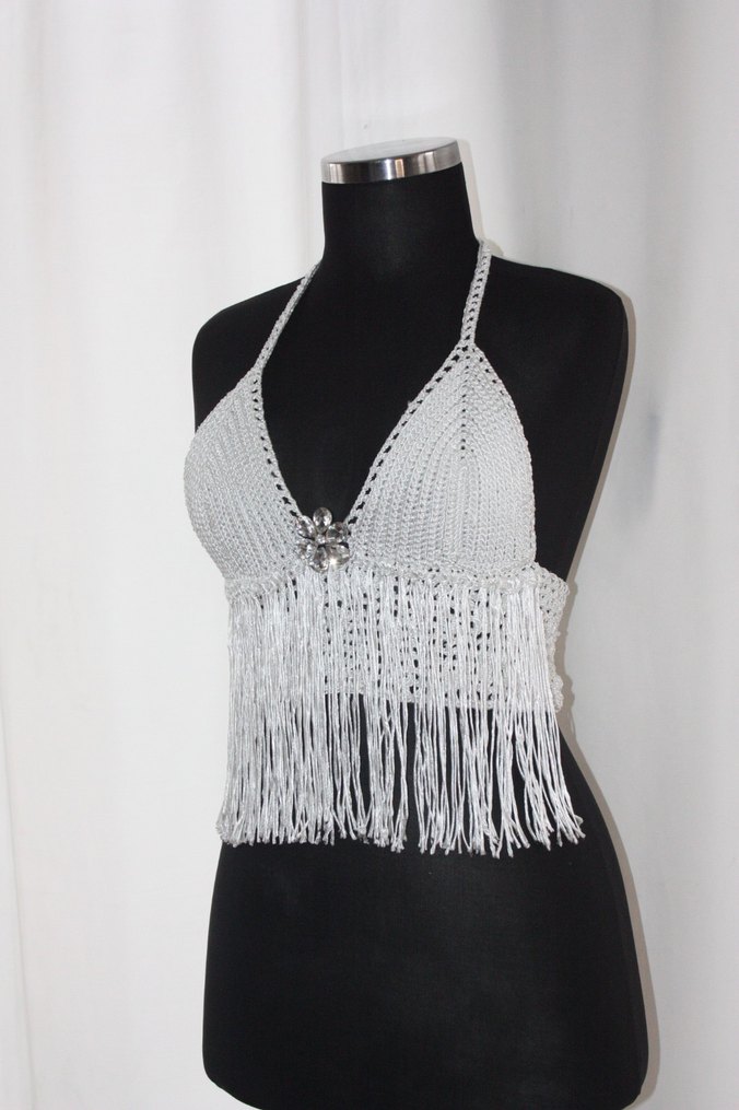 El Örgüsü Beyaz Mini Büstiyer - Görsel 2