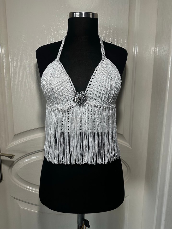 El Örgüsü Beyaz Mini Büstiyer - Görsel 3