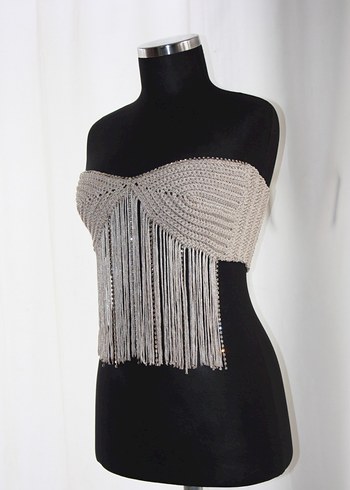 Taş İşlemeli Straplez Mini Büstiyer - Görsel 2