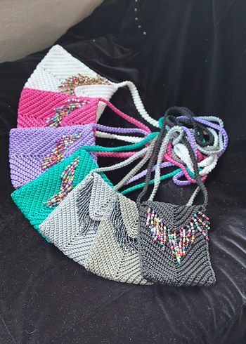 Boncuk İşlemeli Renkli Bohem Çanta - Görsel 3