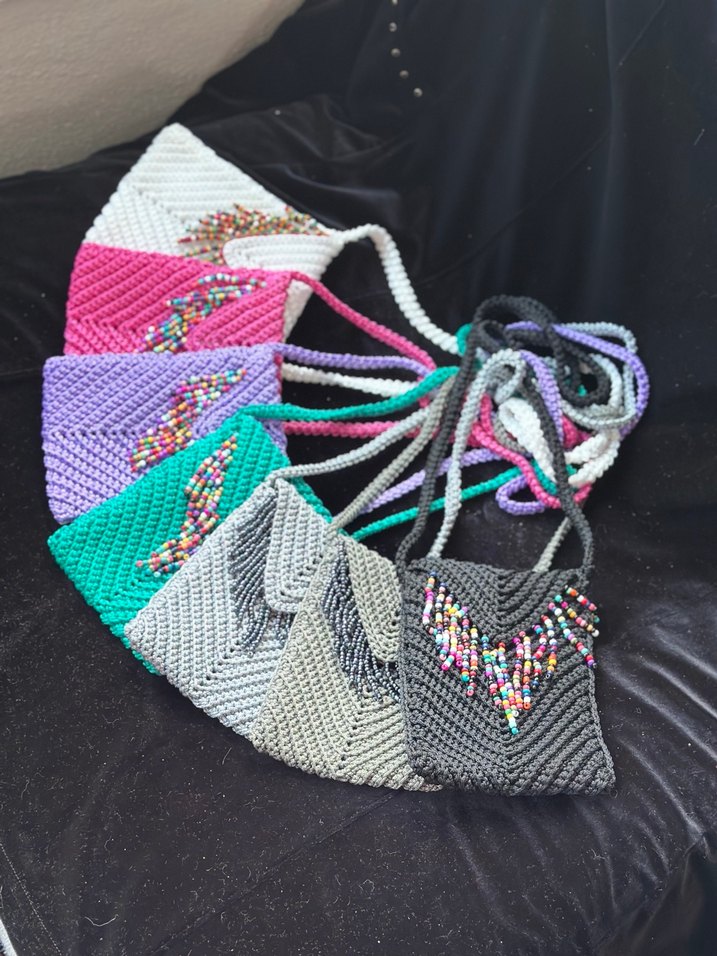 Boncuk İşlemeli Renkli Bohem Çanta - Görsel 3