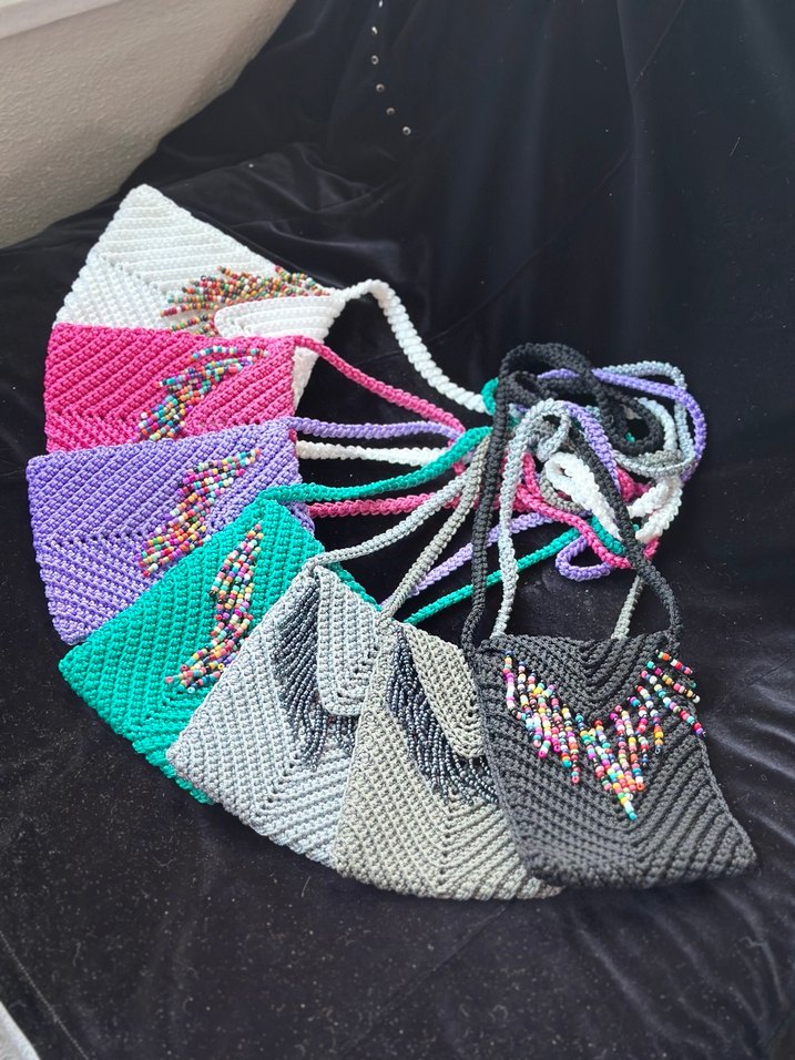 Boncuk İşlemeli Renkli Bohem Çanta - Görsel 2