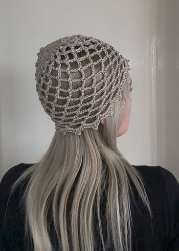 Bej Gri Örgü Dantel Saç Aksesuarı - Görsel 2