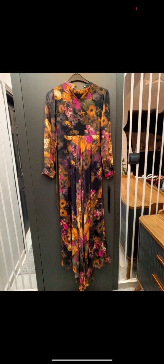 Kolları Tül Detay Uçuş uçuş elbise - Görsel 3