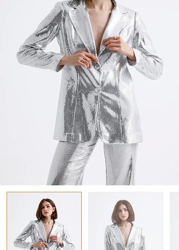 Payetli Gri Kadın Takım - Görsel 5