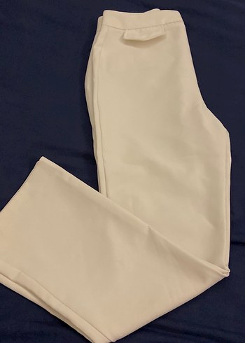 Beyaz Midi Kumaş Kadın Pantolon - Görsel 3