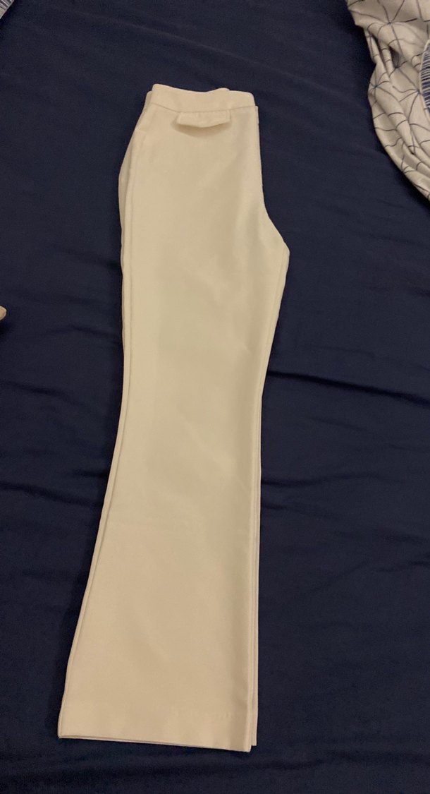 Beyaz Midi Kumaş Kadın Pantolon - Görsel 2