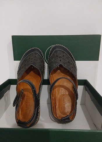 38 Beden siyah Renk Venüs SiyahHakiki Deri Desenli Dolgu Topuklu Kadın Sandalet