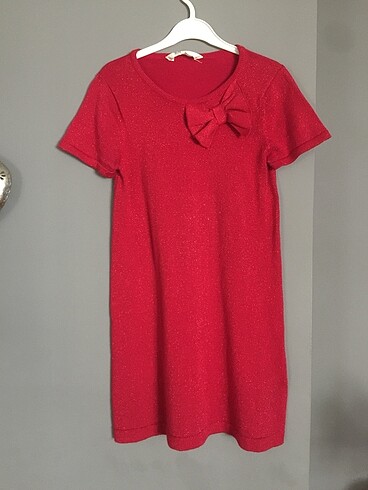 H&M kırmızı simli çocuk elbisesi