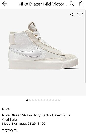Nike nike blazer mid victory kadın ayakkabi 38.5 numara