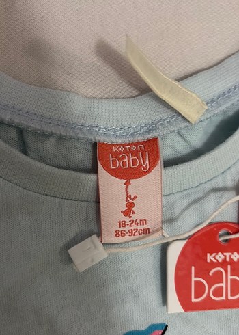 Kız Çocuk Mavi Baskılı Pamuklu Tişört - Görsel 2