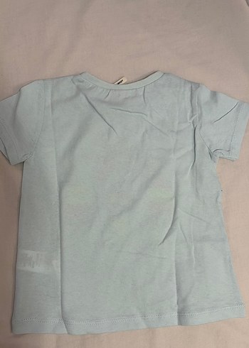 Kız Çocuk Mavi Baskılı Pamuklu Tişört - Görsel 3