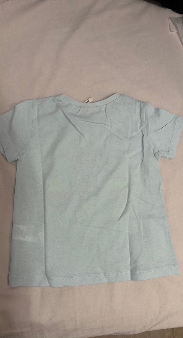 Kız Çocuk Mavi Baskılı Pamuklu Tişört - Görsel 3