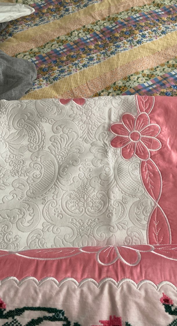 İşlemeli Pembe pike ve Çarşaf Takımı - Görsel 5