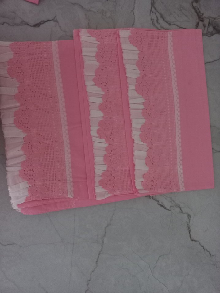 Nakışlı Pembe çarşaf  takımı - Görsel 3