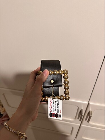 Siyah Gold Taşlı Kemer