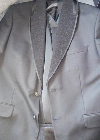 Erkek siyah Kravatlı Yelekli Takım Elbise - Görsel 4