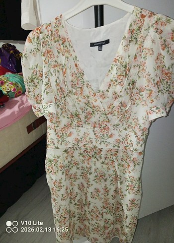 Pembe Çiçekli Midi Bohem Elbise - Görsel 2