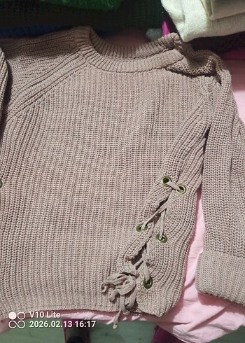 Kadın Yeşil Triko Boğazlı Kazak - Görsel 4