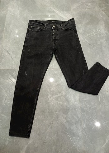 Erkek Düğmeli Siyah Regular Fit Denim Jean