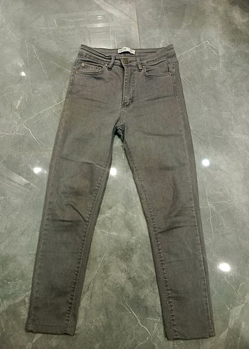 Gri Kadın Denim Pantolon Midi Boy
