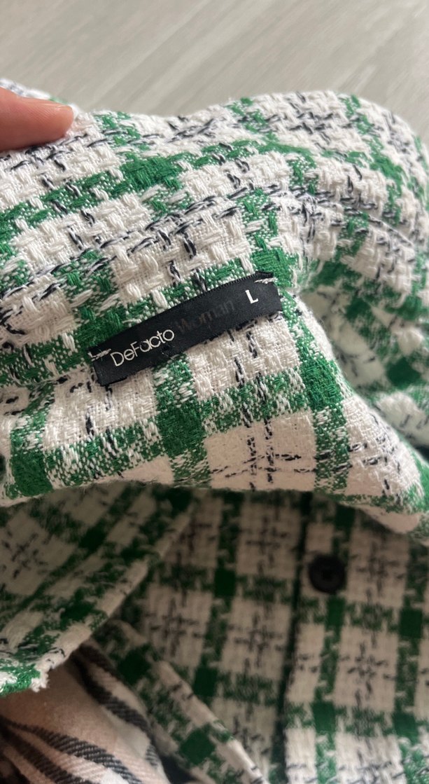 Yeşil Gri Ekose Uzun Kollu Kadın Gömlek - Görsel 2