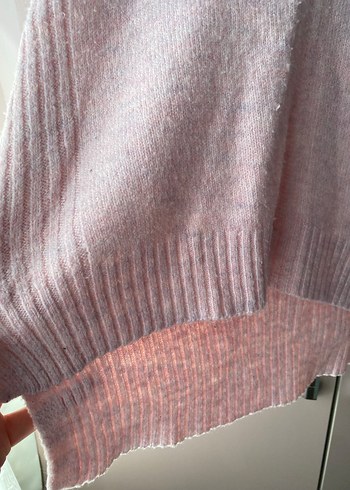 Pembe Boğazlı Örgü Kadın Kazak - Görsel 3