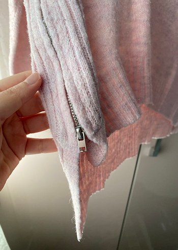 Pembe Boğazlı Örgü Kadın Kazak - Görsel 2