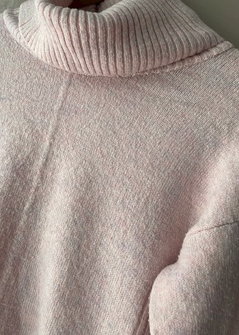 Pembe Boğazlı Örgü Kadın Kazak - Görsel 4