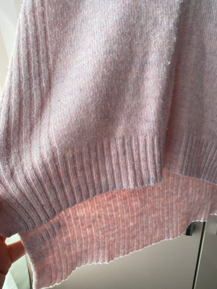 Pembe Boğazlı Örgü Kadın Kazak - Görsel 3