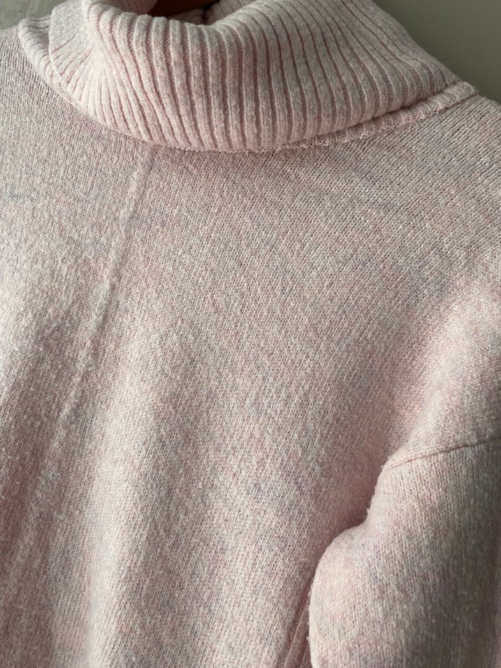 Pembe Boğazlı Örgü Kadın Kazak - Görsel 4