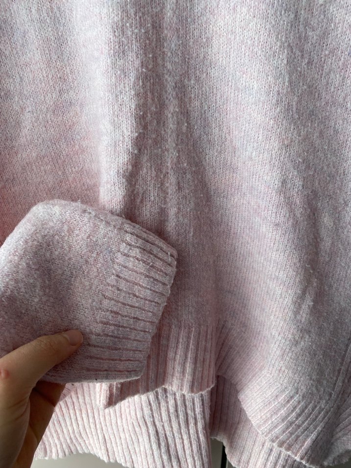 Pembe Boğazlı Örgü Kadın Kazak - Görsel 5