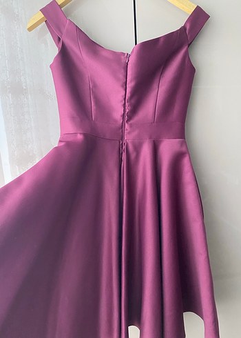 Mor Drapeli Midi Kadın Abiye Elbise - Görsel 2