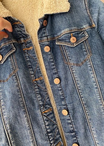 Düğmeli Mavi Kadın Kot Ceket - Görsel 2