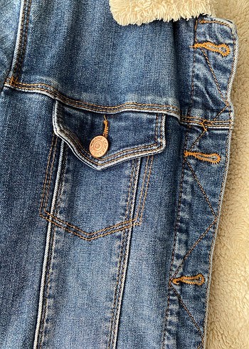 Düğmeli Mavi Kadın Kot Ceket - Görsel 5