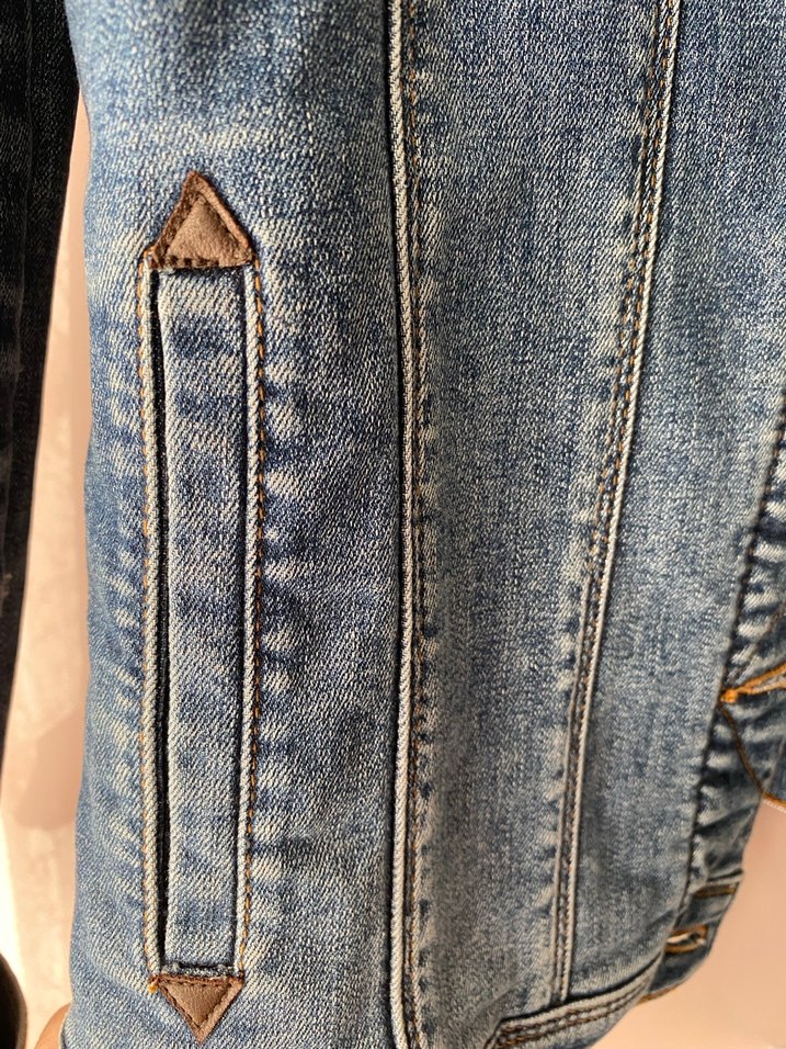 Düğmeli Mavi Kadın Kot Ceket - Görsel 4