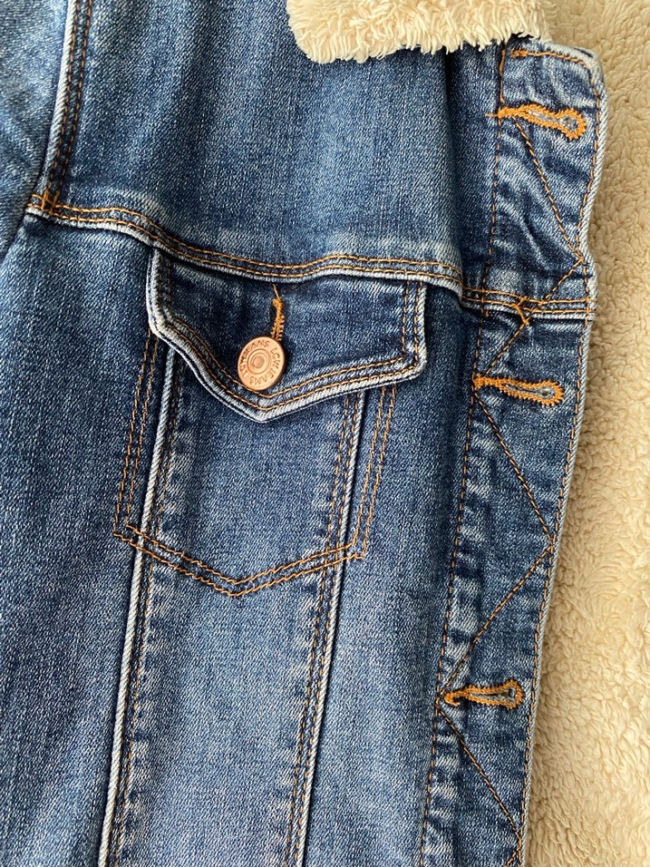 Düğmeli Mavi Kadın Kot Ceket - Görsel 5